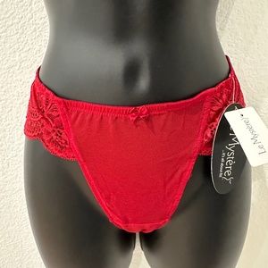 NEW Le Mystere | Isabella THONG 835 | RED Sexy Classy Lace Ruffle Panties | NWT